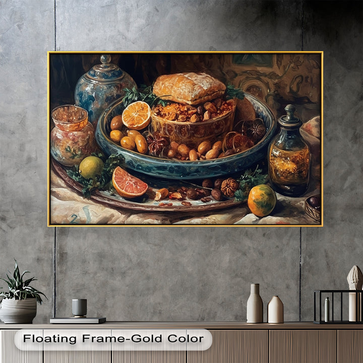 Golden Harvest Table – Ornamentales Festmahl Stillleben Essen Malerei