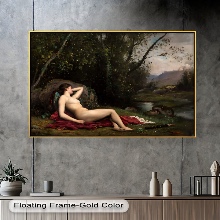 Reclining Diana – Classical Goddess in Nature Renaissance Oil Painting