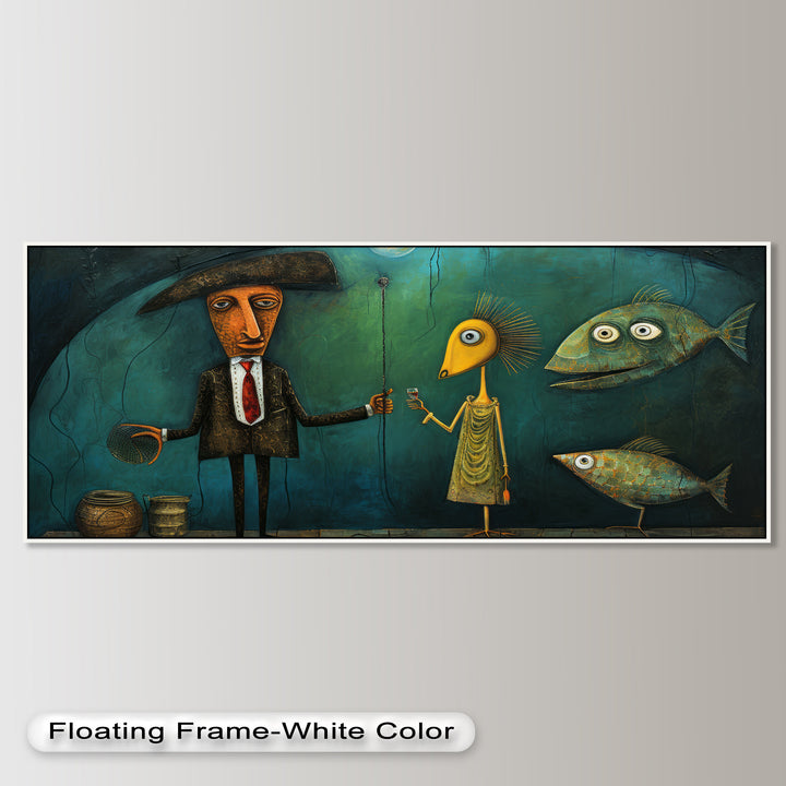 Underwater Toast – Whimsical Surrealist Picasso Oil Painting