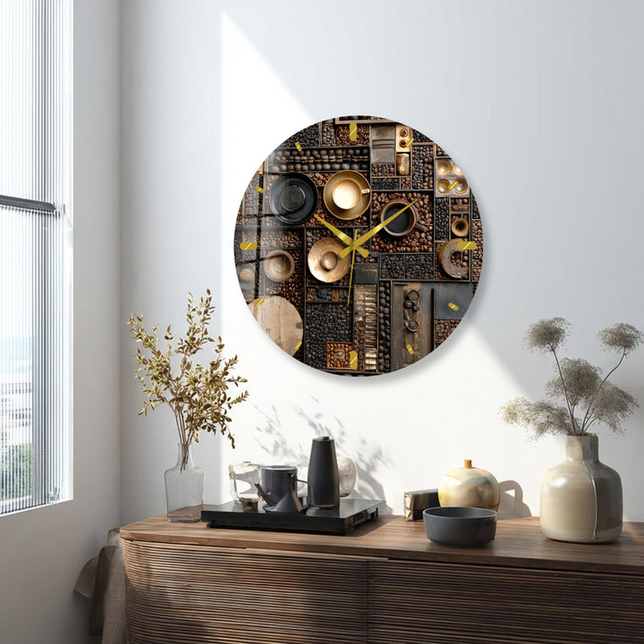 Kaffeebohnen-Glas-Wanduhr – rustikale Kaffee-Bar-Dekoration
