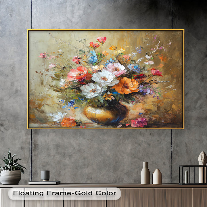 Radiant Bloom – Colorful Floral Oil Painting