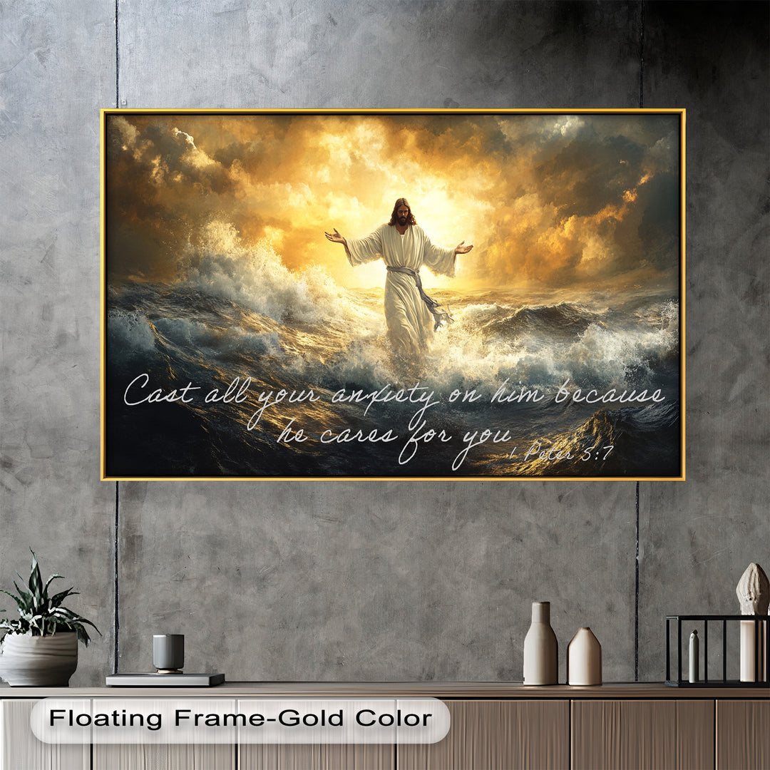 Jesus Calms the Storm – Biblical Artwork with Scripture
