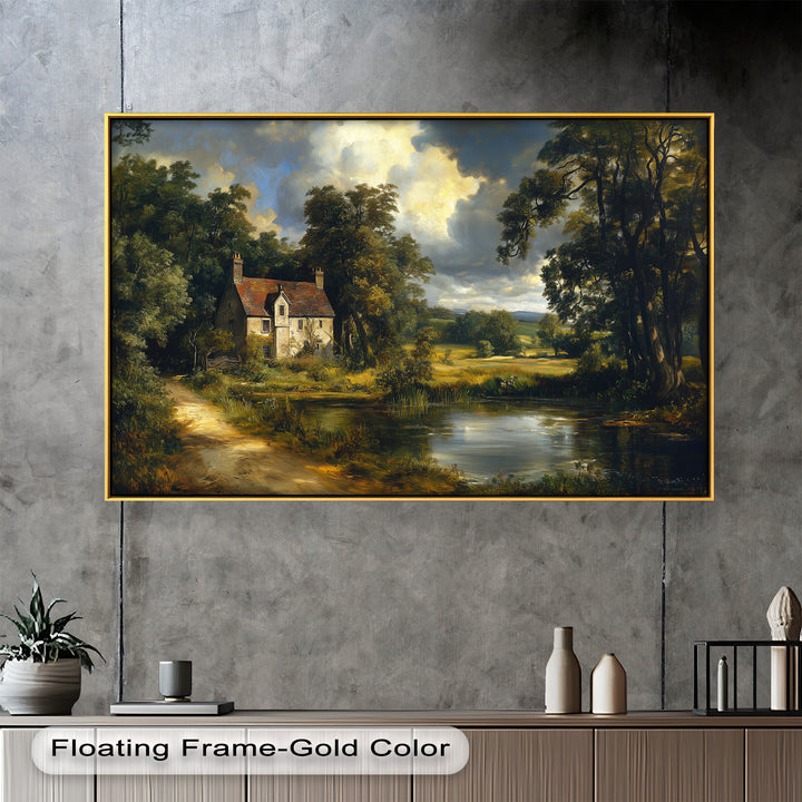 Rustic English Cottage – Charming Countryside Oil Painting
