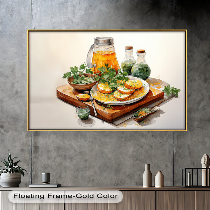 Golden Herb Delight – Rustic Food Still Life Painting