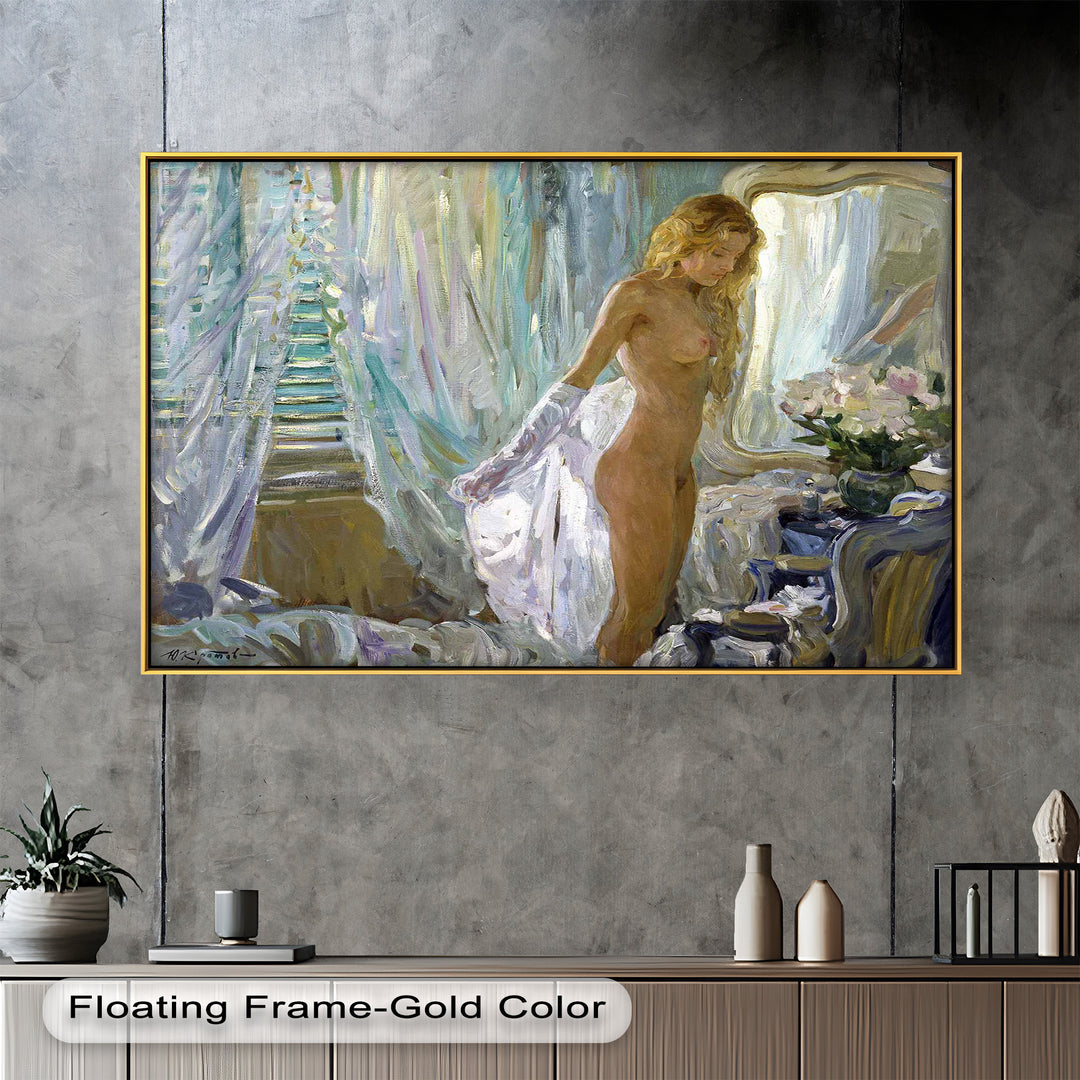 Whispers of Morning Light – Romantic Nude Interior Oil Painting