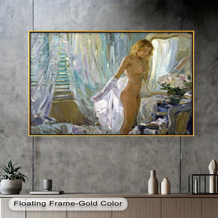 Whispers of Morning Light – Romantic Nude Interior Oil Painting