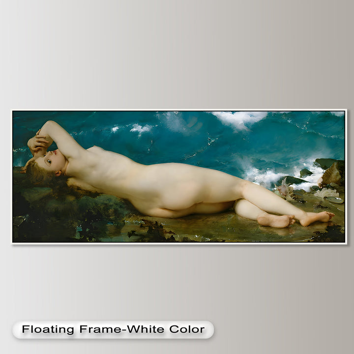 Sirensong Repose – Mythological Nude Beside the Sea Oil Painting