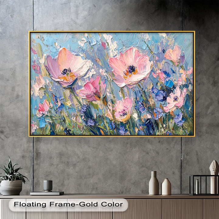 Pink and Violet Wildflower Bloom - Flower Oil Painting