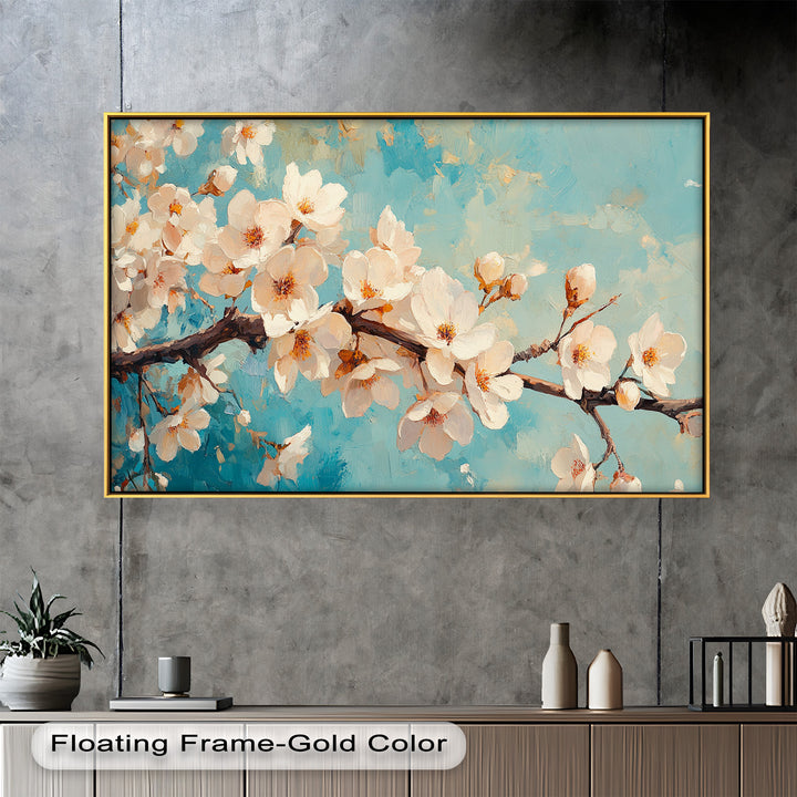 White Cherry Blossoms Wall Art – Floral Oil Painting