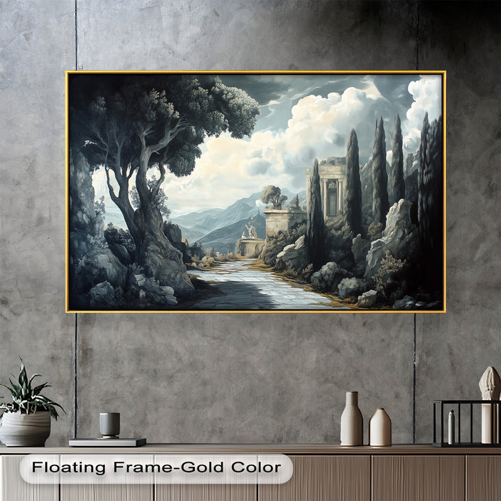 Ancient Pathway to the Temple – Dramatic Classical Landscape Oil Painting