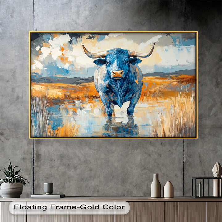 Blue Desert Bull – Animal Oil Painting
