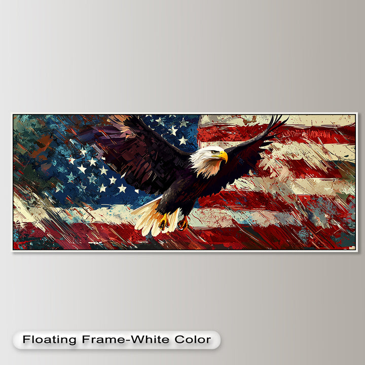 Soaring Freedom – Patriotic Eagle Oil Painting