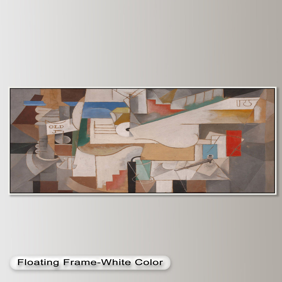 A sophisticated abstraction where curved and angular forms intersect, evoking motion, sound, and layered meaning.