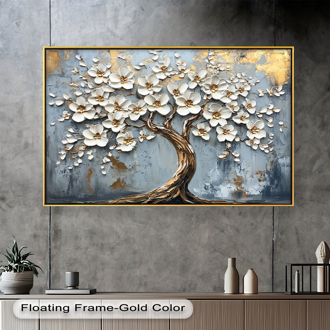 Golden Blossom Tree – Floral Oil Painting