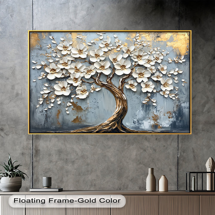 Golden Blossom Tree – Floral Oil Painting