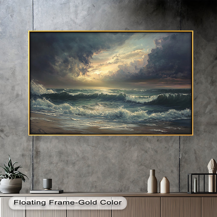 Perfect for adding drama and elegance to any space, this painting brings the wild majesty of the ocean indoors.

