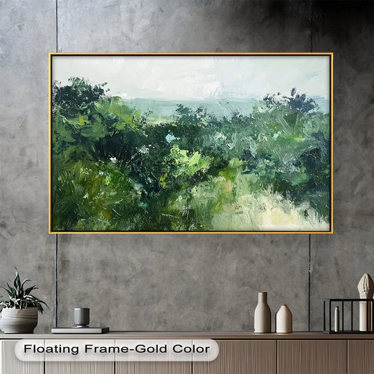 Premium quality oil painting home decor is evident in the textured brushstrokes and rich color palette of this verdant silence abstract oil painting.