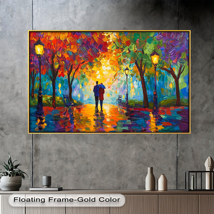 Autumn Radiance – Lovers Under the Colorful Canopy Love Oil Painting