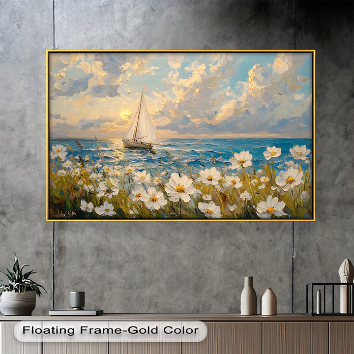 Sailing into Serenity – Framed Oil Painting