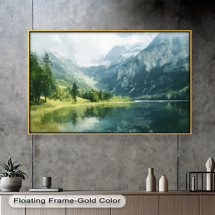 Mountain with a Lake – Modern Oil Painting