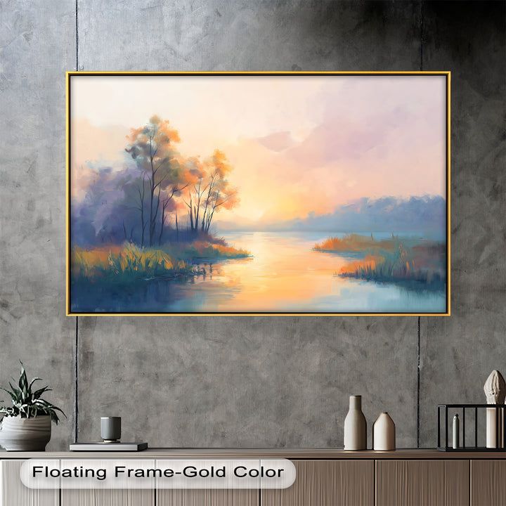 Sunrise on a Cold Morning – Framed Landscape Oil Painting