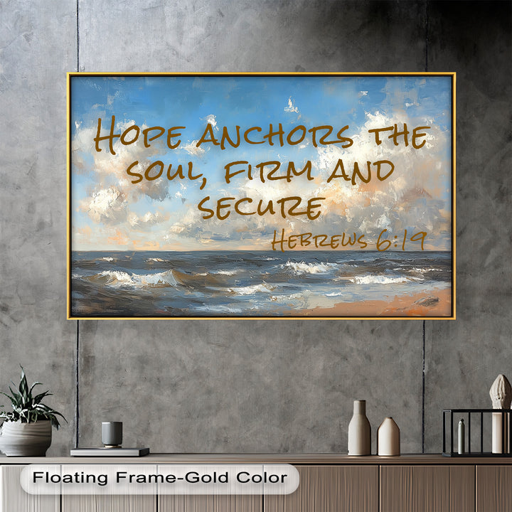 Hebrews 6:19 Bible Verse Oil Painting – Anchor of Hope Wall Art