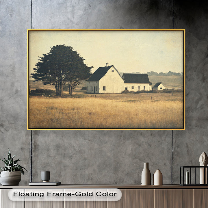 Golden Prairie Barn – Ölgemälde einer Bauernhauslandschaft