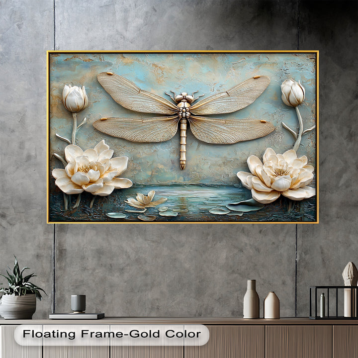 Vintage Dragonfly – Framed Oil Painting