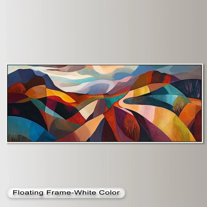 Valley of Vibrance – Geometric Landscape Abstract Oil Painting - MyPhotoStation