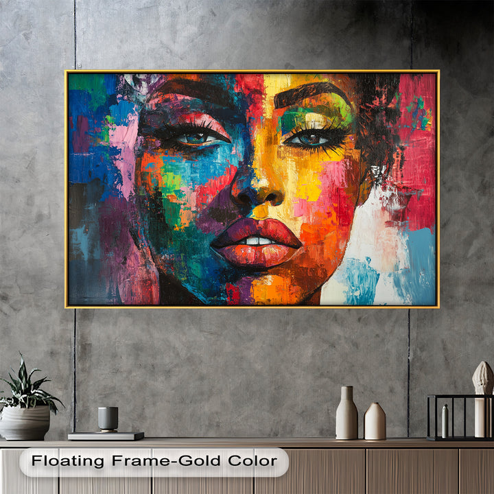 Color Reign – Vibrant Female Portrait Abstract Oil Painting