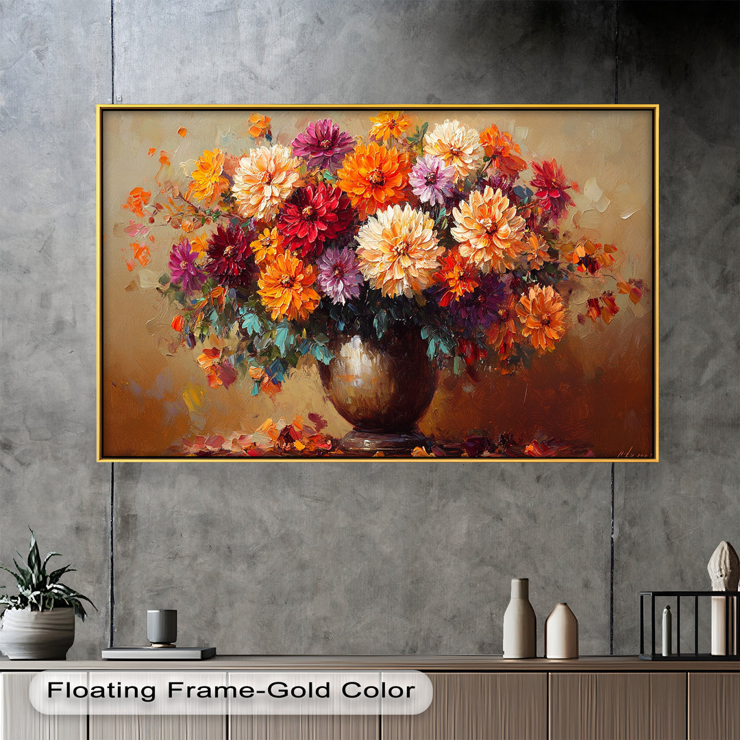 Dahlia Bouquet Wall Art – Still Life Oil Paintings