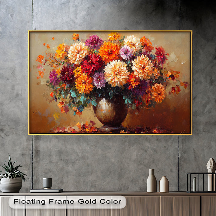 Dahlia Bouquet Wall Art – Still Life Oil Paintings