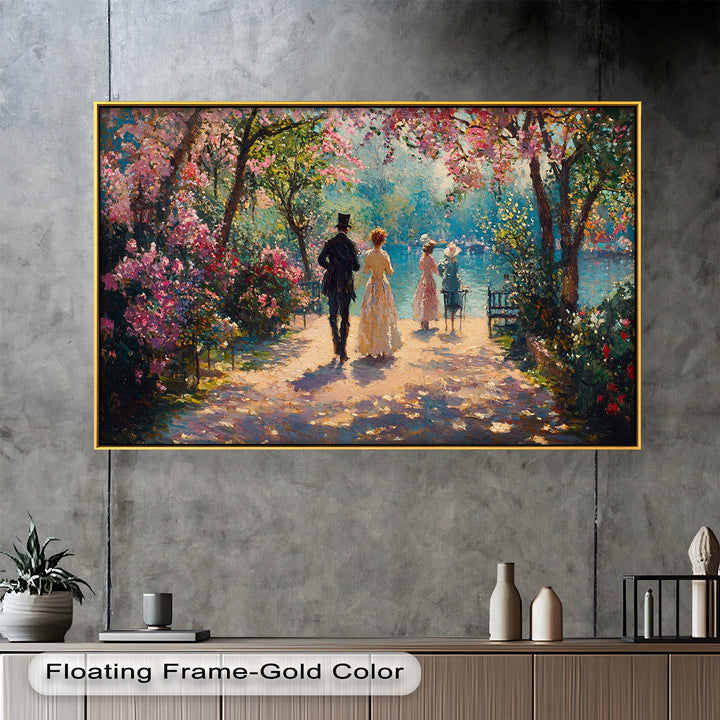 Springtime Promenade – Romantic Garden Path Impressionist Oil Painting