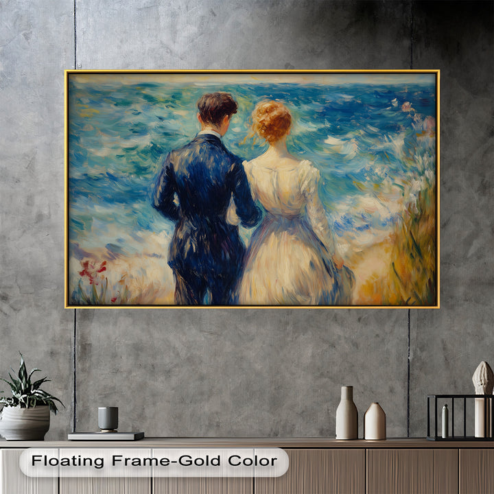 Lovers by the Sea – Romantic Impressionist Oil Painting