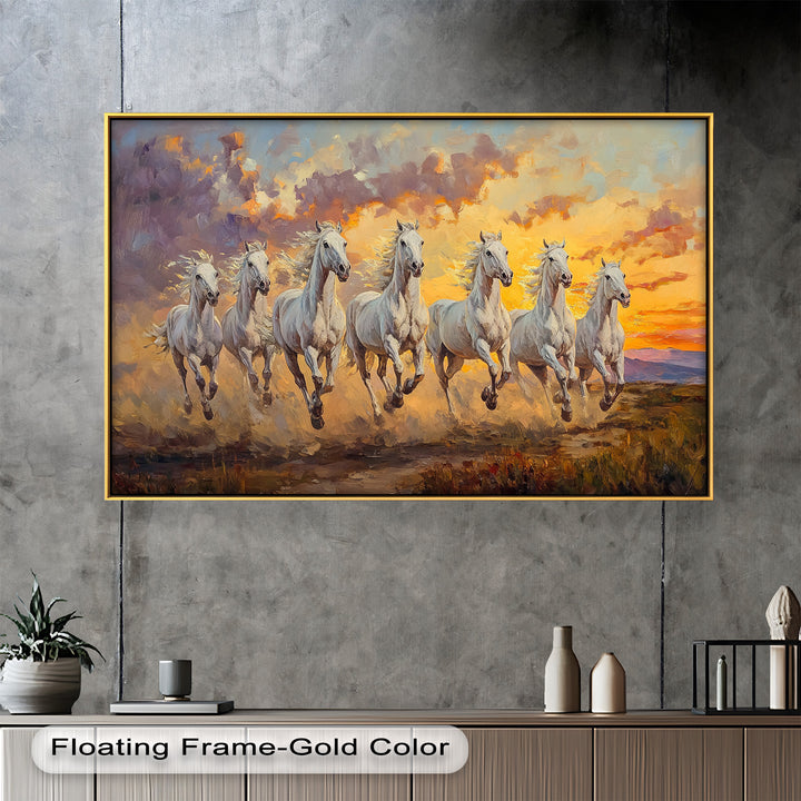 Run with the Sun – White Horses Oil Painting