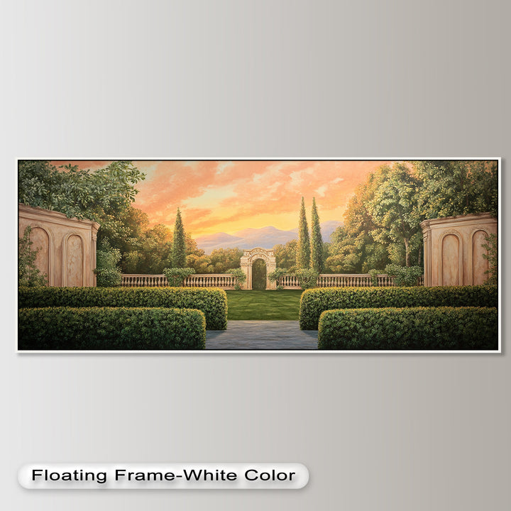 Sunset Garden Gateway – Classical Landscape Oil Painting