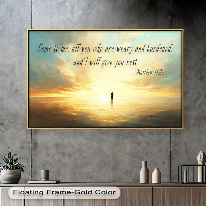 Matthew 11:28 – Rest in Christ Bible Verse Oil Painting