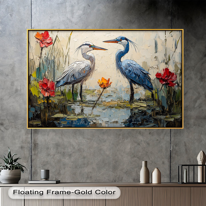 Pair of Herons – Animal Oil Painting