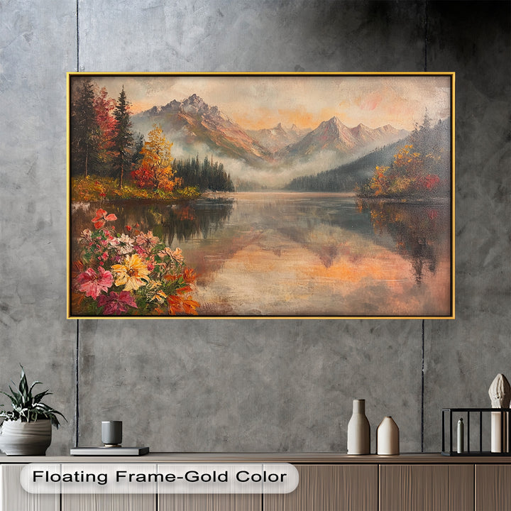 Mountain Lake in Autumn – Serene Seasonal Oil Painting