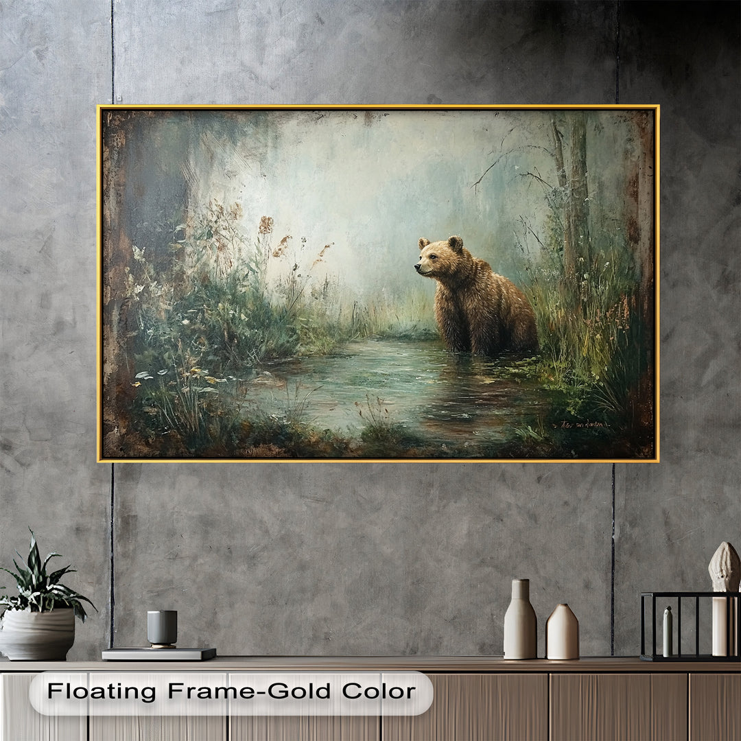 Brown Bear by the Water - Animal Oil Painting