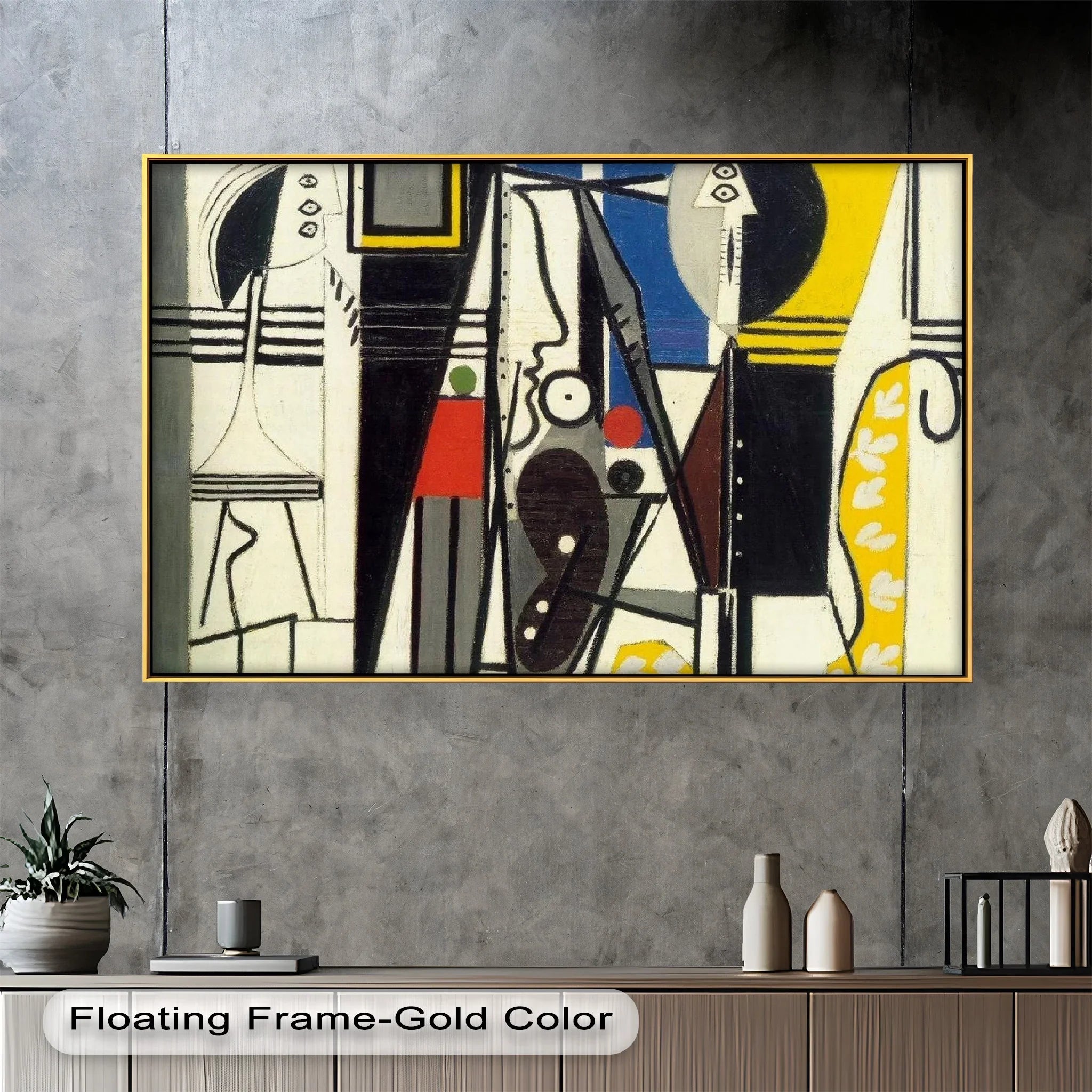 Le Corbusier Abstract Art Print – Geometric Oil Painting