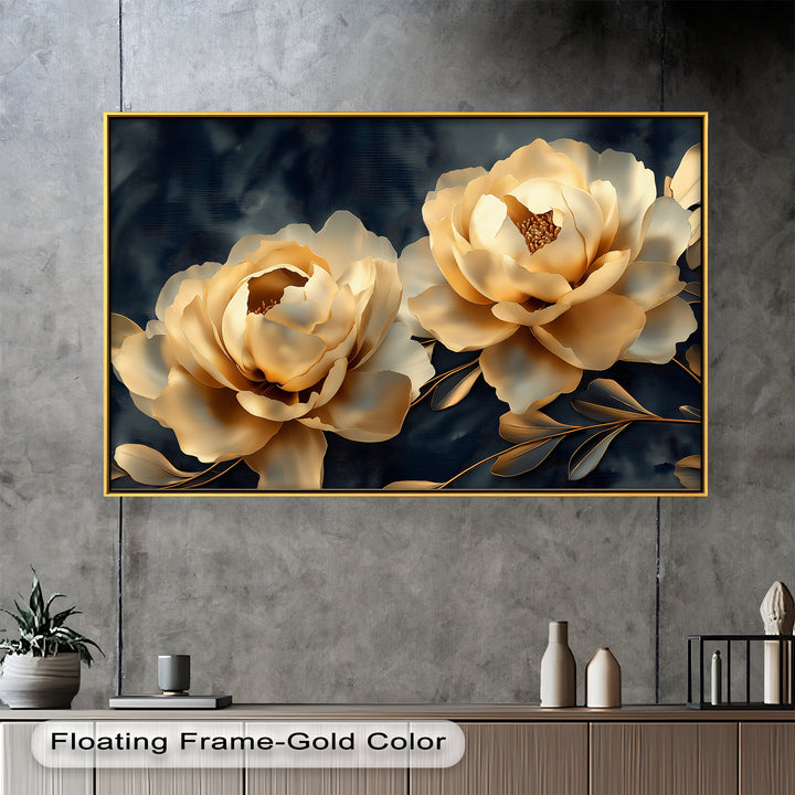Golden Bloom Elegance – Flower Oil Painting