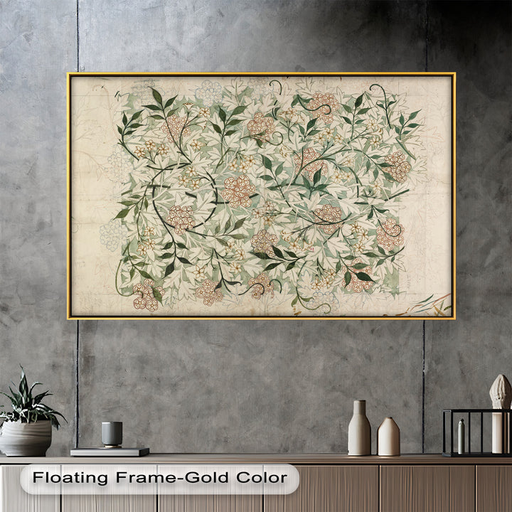 Jasmine Pattern by William Morris – Framed Botanical Oil Painting