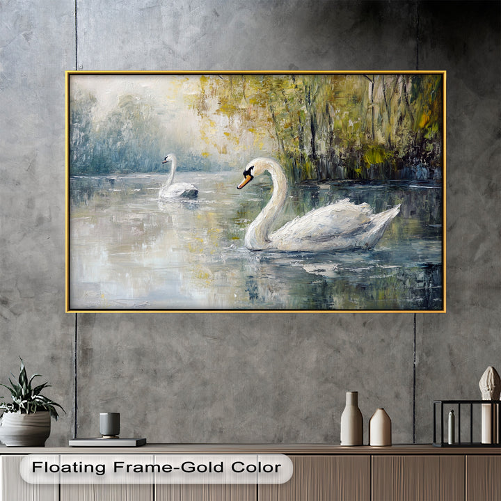 Swans on the Lake – Animal Oil Painting
