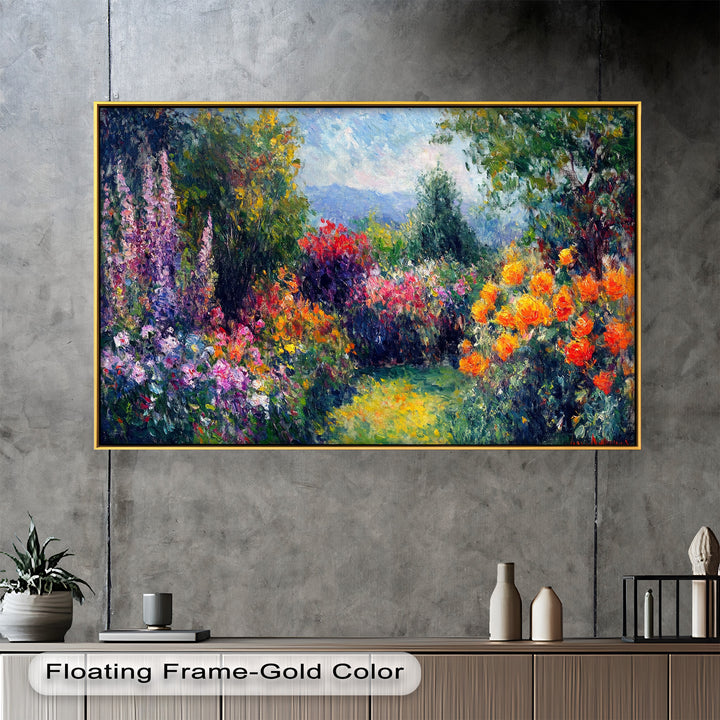 Sunlit Garden in Full Bloom – Impressionist Floral Oil Painting