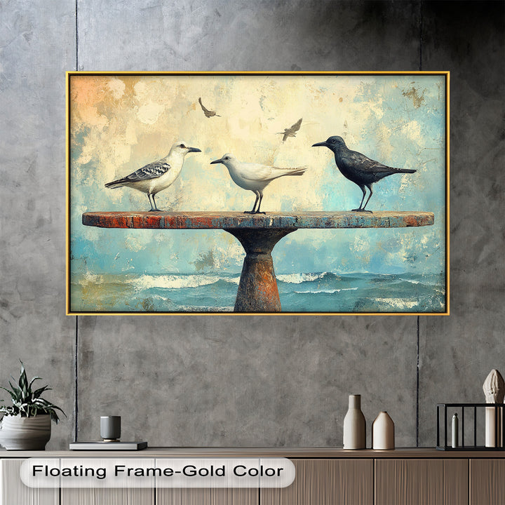 Surreal Birds on Pedestal – Animal Oil Painting