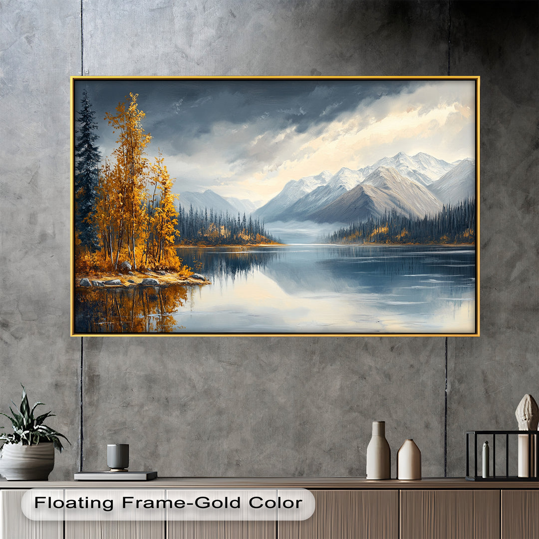 Goldener Herbstsee – Ölgemälde Berglandschaft