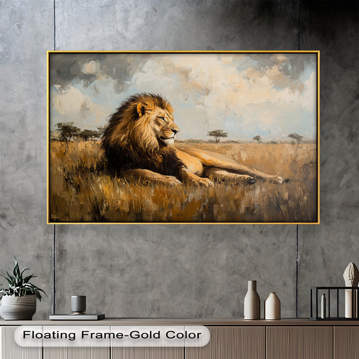 Majestic Serengeti King – Regal Lion Oil Painting