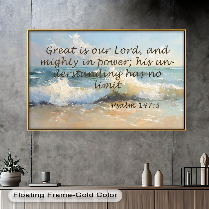 Psalm 147:5 – God's Power and Wisdom Bible Verse Oil Painting