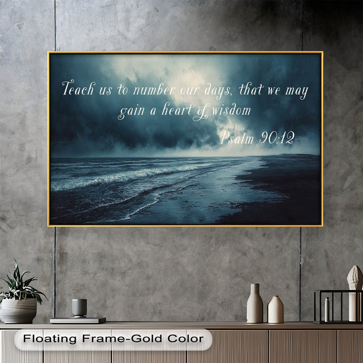 Biblical-themed ocean artwork portraying life's fleeting nature and divine guidance.
